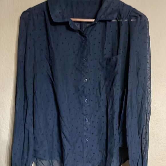 Ark & Co. Longsleeve Collared Blouse Heart Polka Dot - Picture 8 of 13